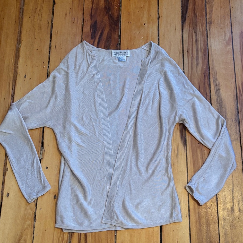 Saks Fifth Avenue 100% silk BEIGE cardigan